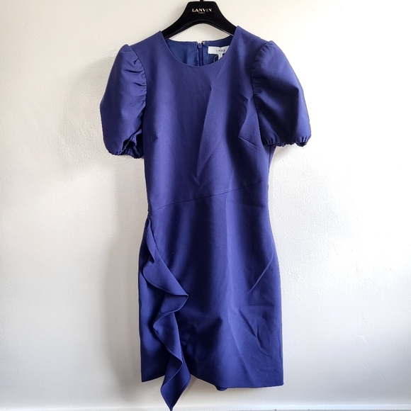 Likely Malta Short Sleeve Front Ruffle Navy Blue Mini Dress NWT Size 4 - Picture 6 of 12
